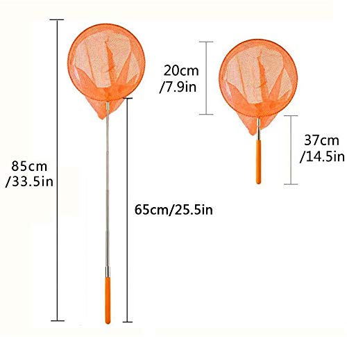 虫取り網 5段伸縮 魚取り 昆虫ネットバタフライ トンボ 伸縮式 虫取りアミ 屋外ツール コンパクト 昆虫採集 水陸両用網 おもちゃ 軽量 調節可能 (ORANGE)